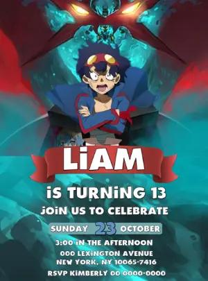 Tengen Toppa Gurren Anime Birthday Invitation | Editable Digital Template