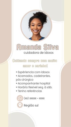 Cartão de Visita Cuidador de Idosos Profissional para Editar