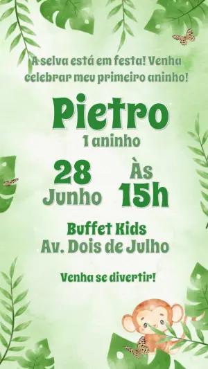 Convite Animado Aniversário Safari para Editar Online