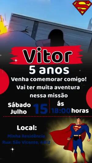 Convite Animado Superman: Vídeo de Aniversário para Editar