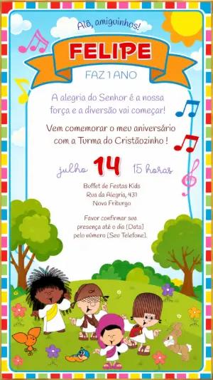 Convite de Aniversário Turma do Cristãozinho para Editar