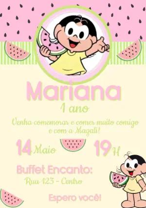 Convite de Aniversário Magali Melancia para Editar