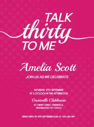 Modern Pink 30th Birthday Invitation Editable Template