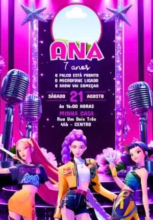 Convite de Aniversário K-pop com Foto Modelo Editável