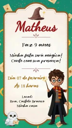 Convite de Aniversário Infantil Tema Mago Editável