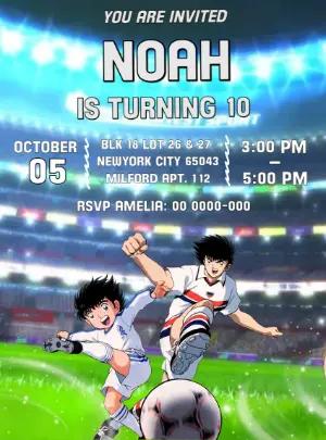 Captain Tsubasa Birthday Invitation Editable Template