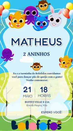 Convite de Aniversário Bolofofos Editável