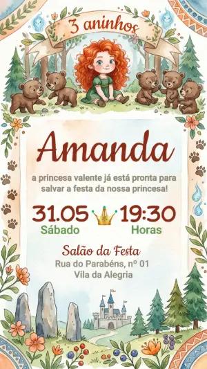 Convite de Aniversário Valente Aquarela para Editar