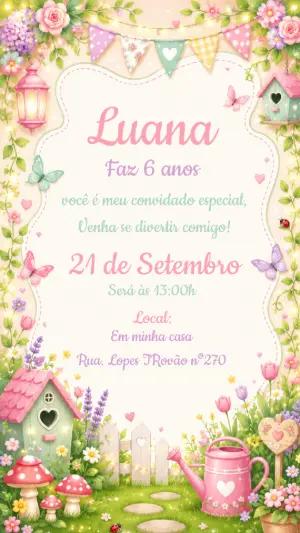 Convite Aniversário Jardim Encantado Aquarela para Editar
