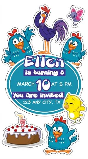 Lottie Dottie Chicken Birthday Invitation Editable Template