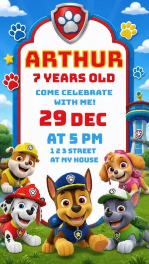 Paw Patrol Birthday Invitation | Editable Digital Template for Kids
