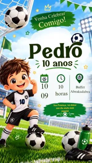 Convite de Aniversário Futebol para Menino: Modelo Editável