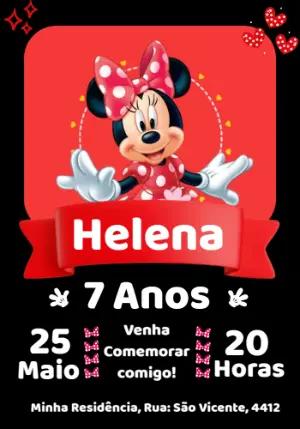 Convite de Aniversário Minnie Vermelha para Editar Online