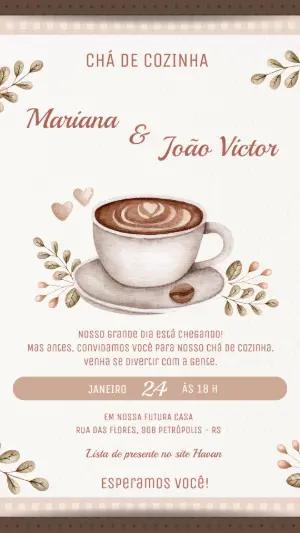 Convite Chá de Cozinha Rústico Café Editável
