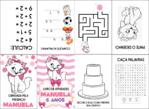 Livro de Atividades Aniversário Gatinha Marie para Editar Online