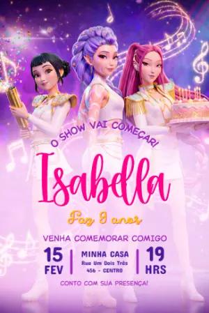 Convite de Aniversário Guerreiras do Kpop para Editar