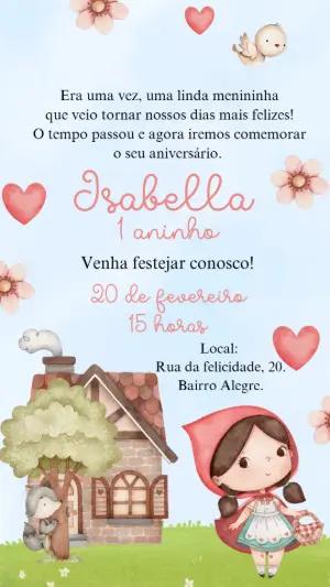 Convite Animado Aniversário Chapéuzinho Vermelho para Editar