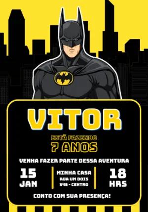 Convite Digital Aniversário Batman Editável Tema Herói