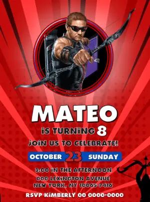 Hawkeye Superhero Birthday Invitation to Edit Online