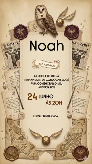 Convite de Aniversário Harry Potter Pergaminho Editável