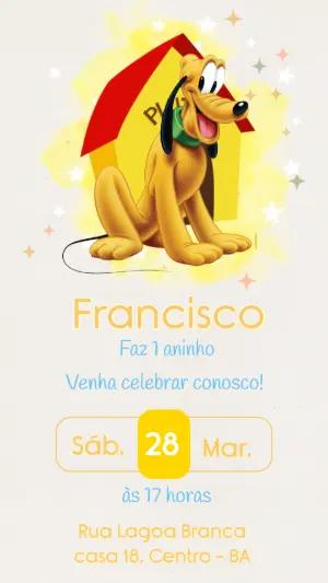 Convite de Aniversário Infantil do Pluto para Editar Online