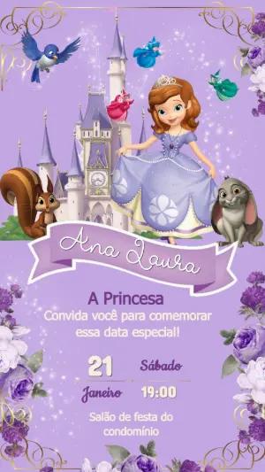 Convite Aniversário Princesinha Sofia para Editar Online