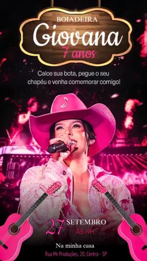 Convite Aniversário Boiadeira Ana Castela para Editar Online