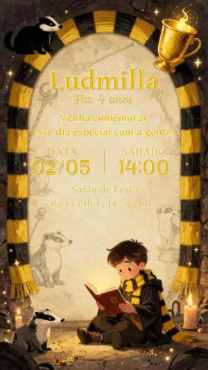 Convite de Aniversário Magia Lufa-Lufa Editável