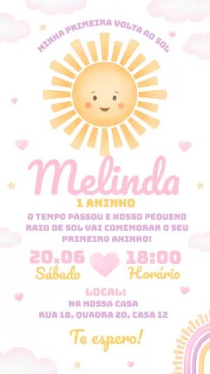 Convite Editável Aniversário 1 Ano Primeira Volta ao Sol