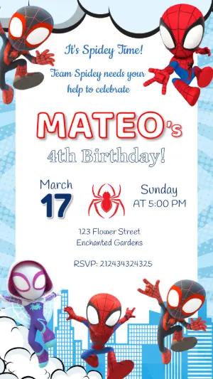 Spidey and Friends Birthday Invitation Editable Template