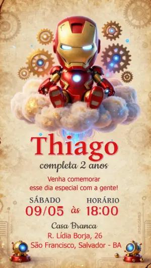 Convite Aniversário Homem de Ferro Baby Steampunk para Editar