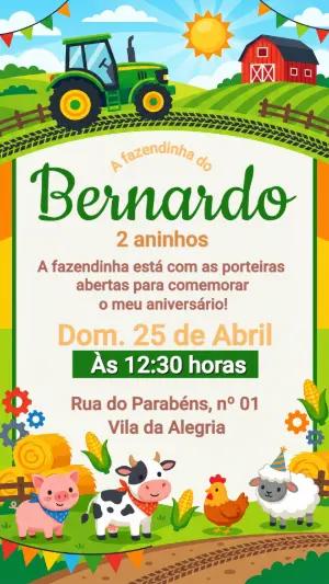 Convite de Aniversário Fazendinha Menino Modelo Editável