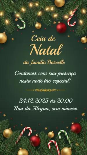 Convite Digital para Ceia de Natal Elegante para Editar