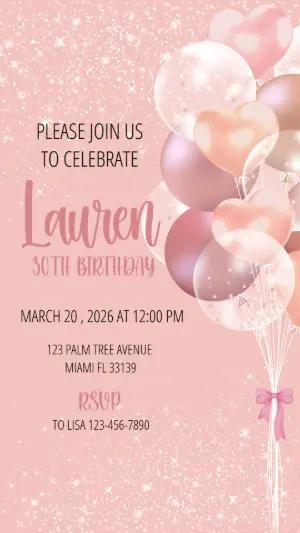 Elegant Rose Gold Birthday Invitation Template to Edit