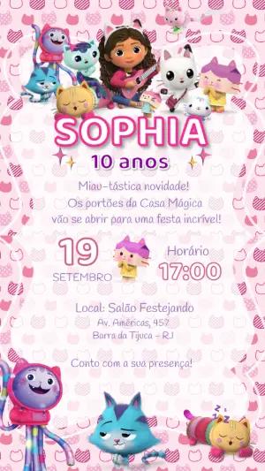 Convite de Aniversário A Casa da Gabby Editável
