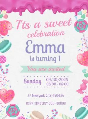 Sweet Celebration Birthday Invitation Editable Online