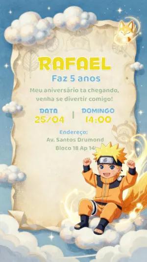 Convite de Aniversário Naruto Fofo para Editar Online