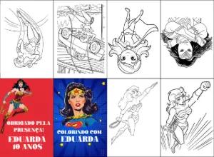 Livro de Colorir Mulher Maravilha Editável para Lembrancinha