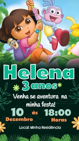 Convite de Aniversário Dora Aventureira Editável