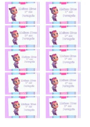 Etiqueta Escolar Cry Babies Fofa em Tons Pastéis para Editar
