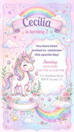 Magical Unicorn Birthday Invitation | Editable Template