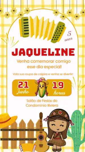 Convite Aniversário Festa Junina com Personagens para Editar