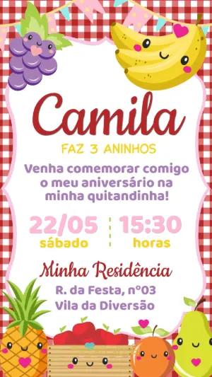 Convite de Aniversário Quitandinha das Frutinhas Editável