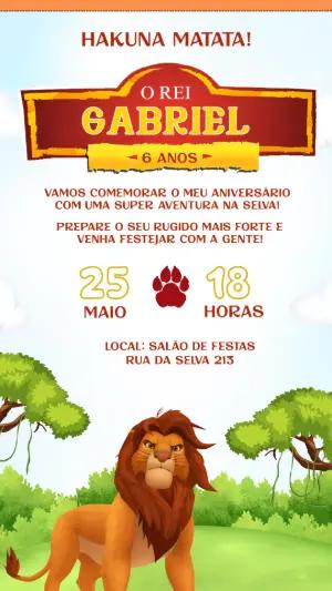 Convite Editável Aniversário Infantil Tema Rei Leão