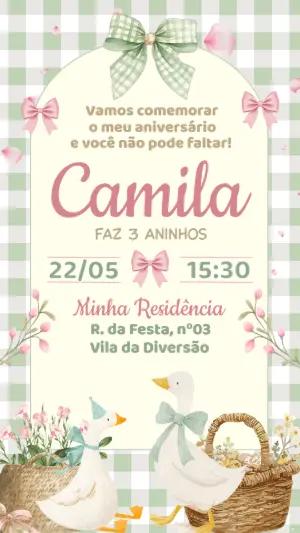 Convite Digital Aniversário Ganso Editável
