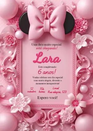 Convite de Aniversário Minnie Mouse Editável
