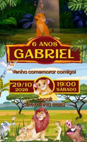 Convite Animado Aniversário O Rei Leão para Editar Online