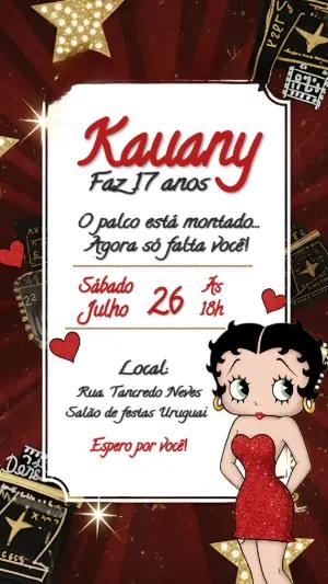 Convite de Aniversário Betty Boop para Editar Online