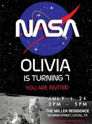 Editable NASA Space Birthday Invitation Template