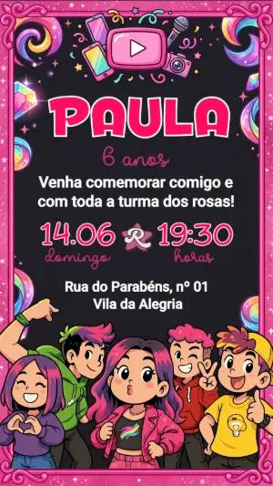 Convite Aniversário Emily Vick Dos Rosa para Editar